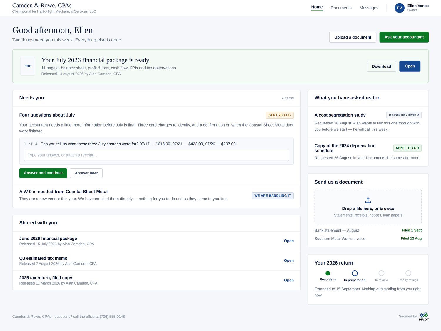 Client portal home
